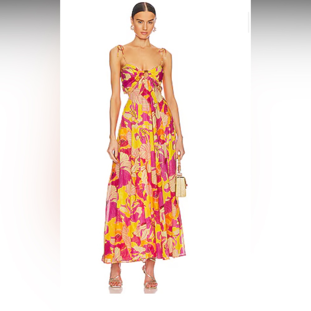 Floral Pink and Yellow Maxi Dress